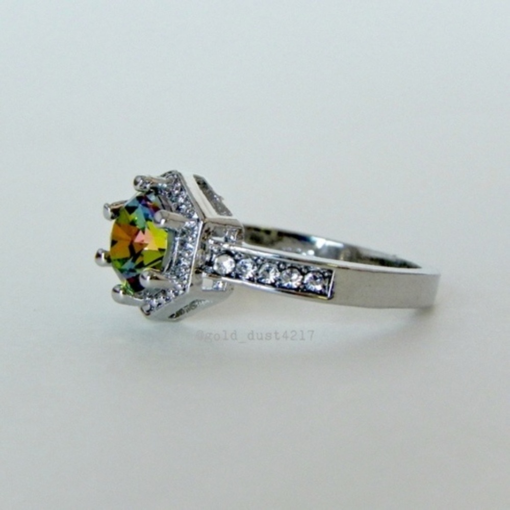 Stunning Mystic Topaz Halo Ring - Picture 3 of 5
